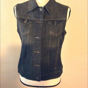 Black denim short sleeveless vest